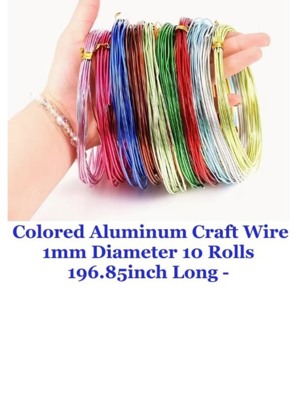 Colored Aluminum Wire, 1Mm Flexible Anodized Ten Rolls of 5-Meter